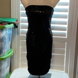 Papaya Black Strapless Sequin Dress